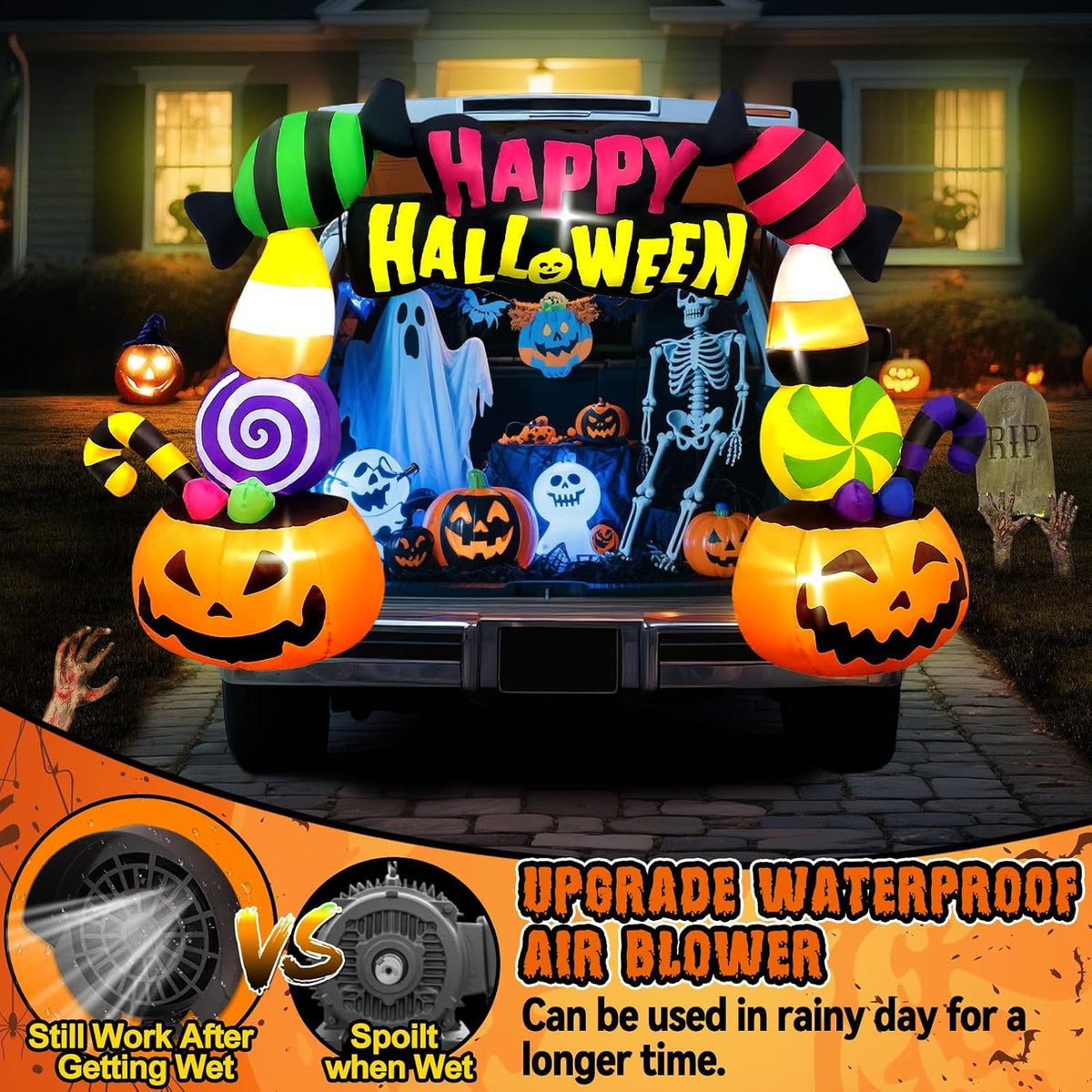 Kalolary 6FT Height Halloween Inflatables Trunk or Treat Car Decorations, Can...