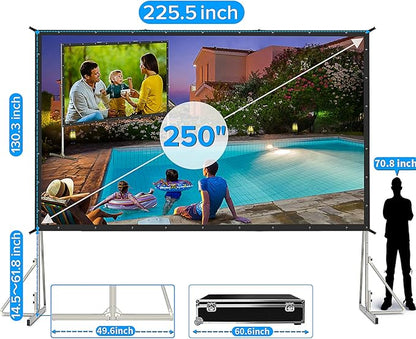 250 inch Projector Screen with Stand, Upgraded 3 Layers PVC 16:9 Large Outdoor - Image 2