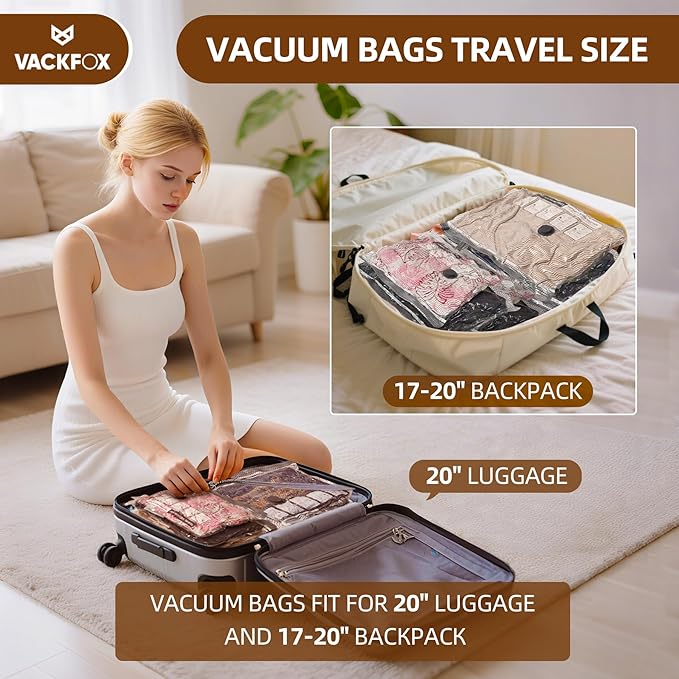 VACKFOX 12 Pack Vacuum Bags for Travel - Image 8