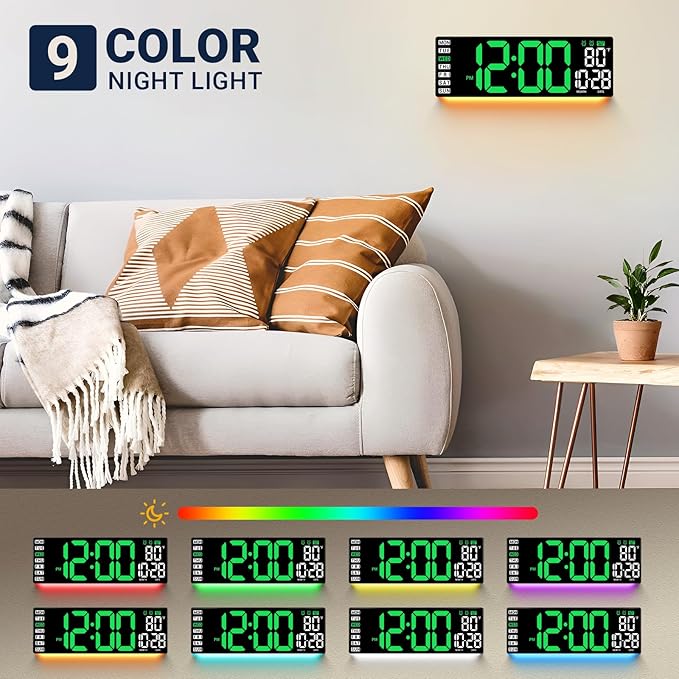 16.5" Large Digital Wall Clock: Wall Mount Decor Clock Large Display - Image 2