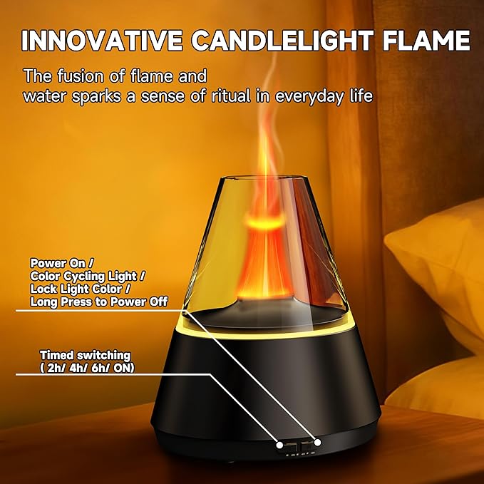 Essential Oil Diffuser, 7 Colors Flame Effect Aroma Humidifier - Image 6