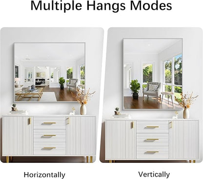 Silver Bathroom Mirror for Wall, 30x36 Inch Rectangle - Image 4