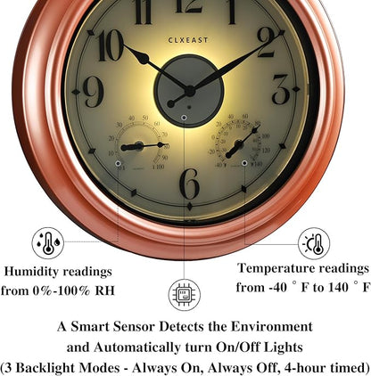 CLXEAST 18 Inch Illuminated Outdoor Indoor Clocks - Image 4