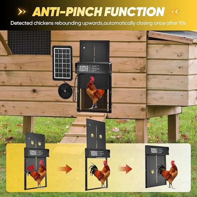 Sakerplus Automatic Chicken Coop Door Solar Powered, Automatic Chicken Door - Image 5