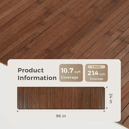 OUZUGIE 2 Pack 96x24 Inch Natural Bamboo Wall Panel – Coffee Pole Wrap Paneling - Image 2