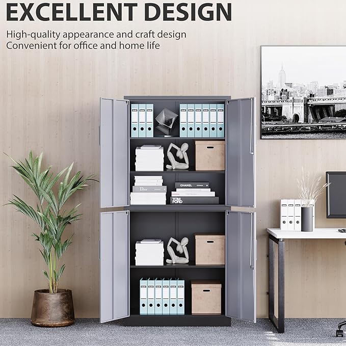 Metal Storage Cabinets with Doors and Shelves, 4 Door Lockable Storage Cabinets - Image 8