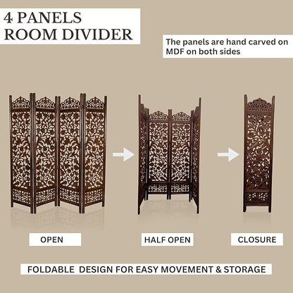 Lightnpro 4 Panel Wooden Room Divider 72 x 72 Inch - Image 3