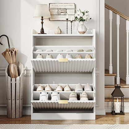 CHUWELL Fluted Shoe Cabinet Storage - Image 3