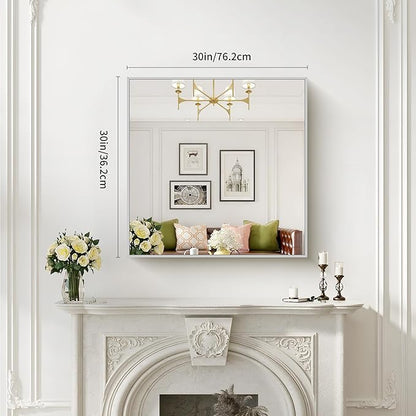 Silver Bathroom Mirror for Wall, 30x30 Inch Rectangle Mirrors - Image 7