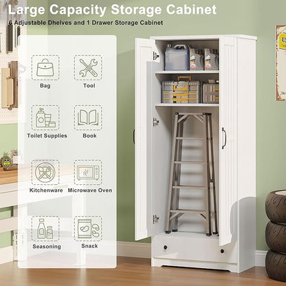 70" Tall Storage Cabinets, Large Wood Storage Pantry Cabinet - Image 4