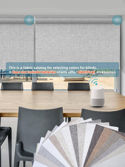 SmartWings Motorized Smart Roller Shades, 100% Blackout Samples | Customized Roller Blinds Fabric with Light Blocking Coating, Color Samples for Reference