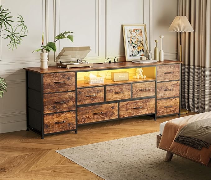 Huuger 63 Inch TV Stand for 65, 70 Inch TV, 11 Drawer Long Dresser - Image 7