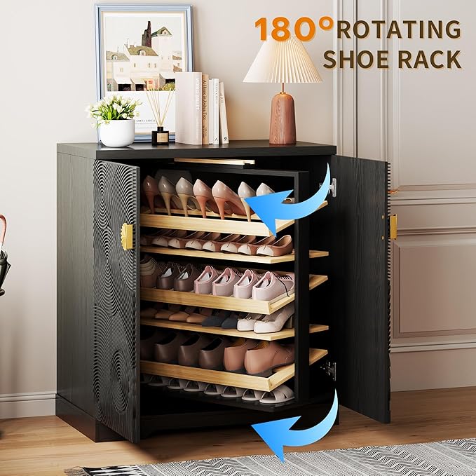 Vlsrka Shoe Cabinet Storage for Entryway, 6-Tier Rotating Shoe Cabinet - Image 5