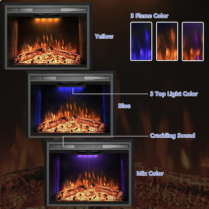 36 Inches Electric Fireplace Insert, 750W/1500W Fireplace Heater - Image 4