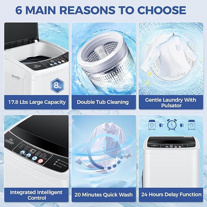 17.8Lbs Portable Washing Machine Nictemaw Portable Washer, 2.3 Cu.ft Washer and - Image 4