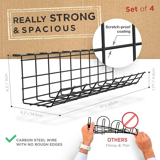 Under Desk Cable Tray, Cord Organizer - Image 3