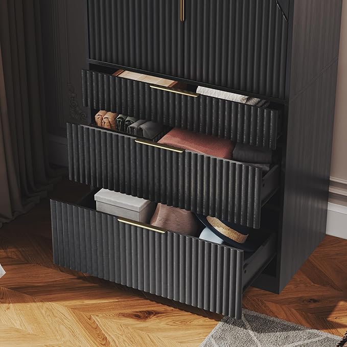 71.7" Wardrobe Armoire Wooden Closet - Image 5