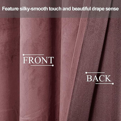 JIUZHEN Wild Rose Velvet Curtains 63 inches Blackout Curtains - Image 3
