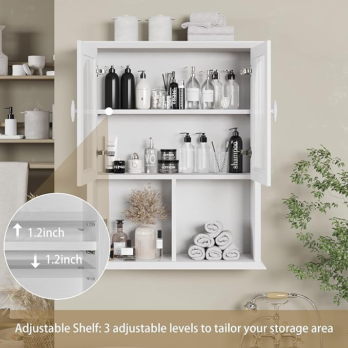 CJL Bathroom Wall Cabinet with Fluted Door, 23.6'' x 29.5'' Medicine Cabinet - Image 5