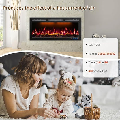 WiFi-Enabled Electric Fireplace Recessed & Wall Mounted, 60 Inch Slim Electric - Image 6