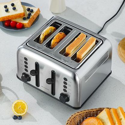 BUYDEEM DT640 Retro 4 Slice Toaster, 7 Shade Settings, Extra Wide 1.5'' Slots - Image 9