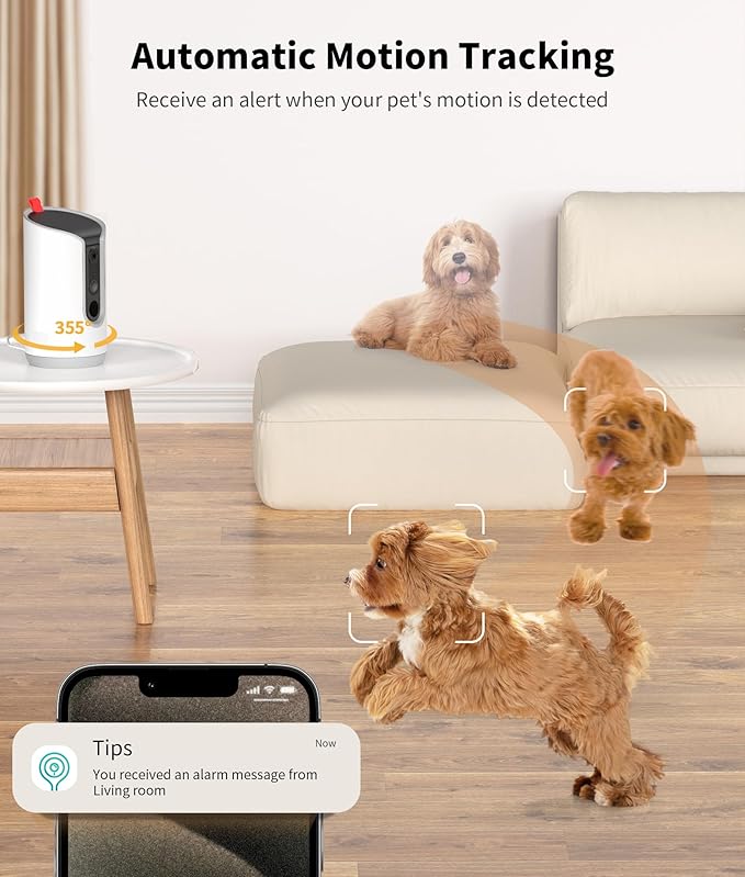 2K Pet Camera Treat Dispenser, 360°View Dog Camera - Image 6