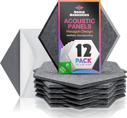 Sonic Acoustics Self-Adhesive 12 Pack Hexagon Acoustic Panels by SonicAcoustics
