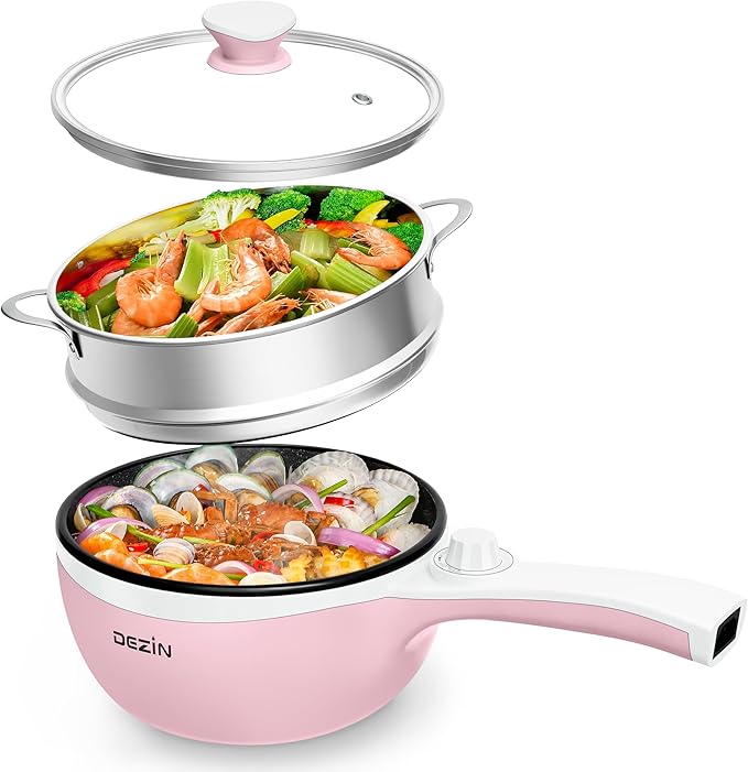 Dezin Hot Pot Electric with Steamer Upgraded, Non-Stick Sauté Pan, Rapid by DEZIN