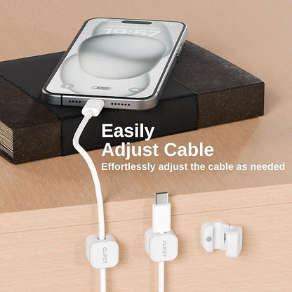 Clipzy 6 Pack Magnetic Cable Clips & Cord Holder, Under Desk Cable Management - Image 6