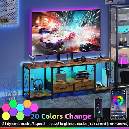 GYIIYUO LED TV Stand with Mount and Power Outlet & Fabric Drawers - Image 3