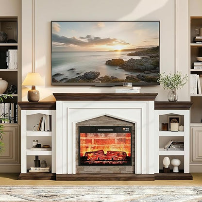 LGHM 80" Fireplace TV Stand for TVs Up to 90 Inch, Electric Fireplace - Image 3