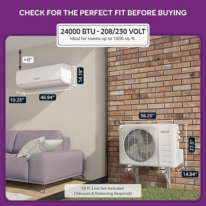 Energy-Saving 24000 BTU / 220V Mini Split AC/Heating System – 21 SEER, - Image 9