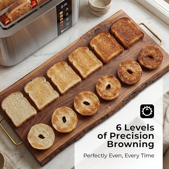 Toaster 4 Slice Wide Slot, Bagel Function, Long Slot, Stainless Steel, Touch - Image 4