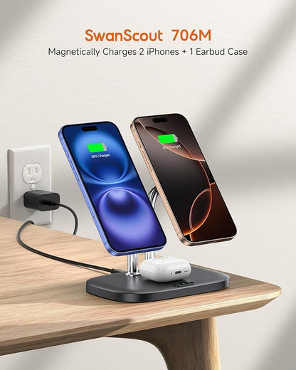 SwanScout Wireless Charger for iPhone Air/17, SwanScout 706M, Dual Magnetic - Image 2