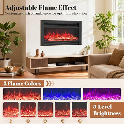 Giantex 36" Electric Fireplace Insert, Wall Recessed/Mounted, Freestanding - Image 2