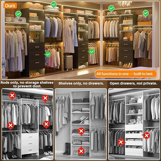 Armocity 96 Inches Closet System, 8FT Walk In Closet Organizer - Image 2