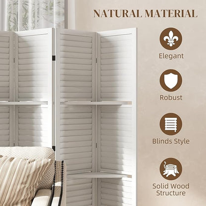HOMCOM Room Divider, 6 Panel 67" Tall Wood Privacy Screen - Image 5