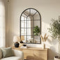 48x28Inch Arched Window Pane Mirror| Black Arched Mirrors for Wall & Floor | Arch Mirror Full Length for Entryway Living Room & Bedroom | Oversized Mirrors | Wall Art Decorative |Farmhouse Décor
