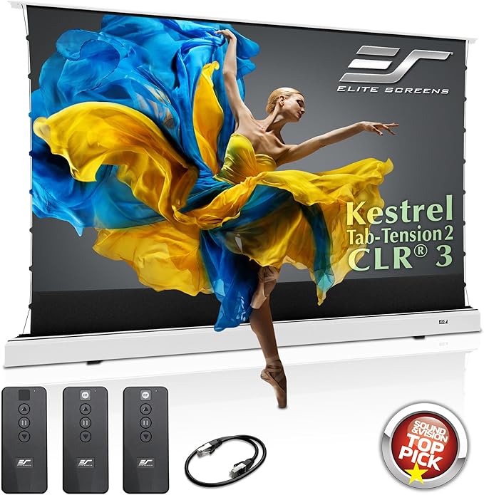Elite Screens Kestrel Tab-Tension 2 CLR3, Ultra-Short Throw Ceiling Ambient by EliteScreensInc