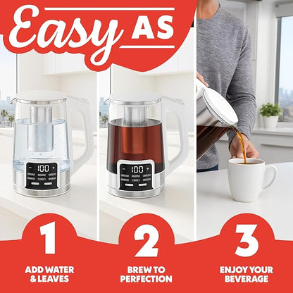 Gourmia Electric Programmable Glass Kettle – 1.7L Temperature Control Tea & - Image 10