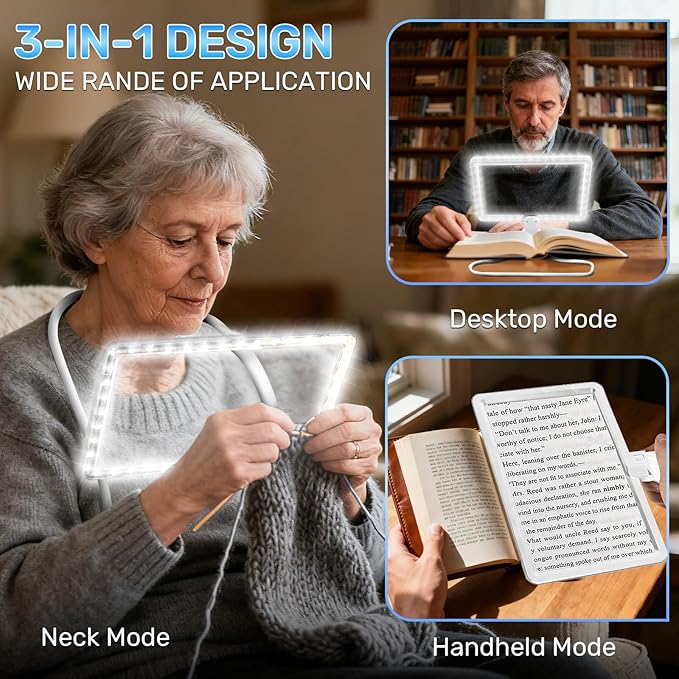 5X Neck Magnifying Glass with Light, Magnifier with Light Hands Free, Full Book - Image 5