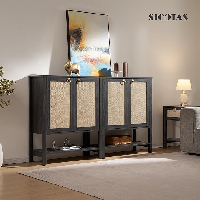SICOTAS Rattan Shoe Storage Cabinet - Image 8