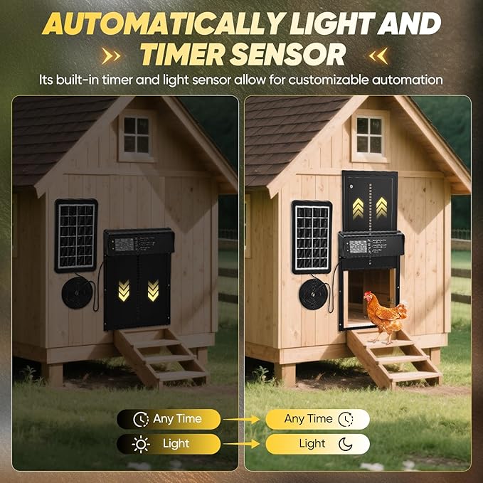 Sakerplus Automatic Chicken Coop Door Solar Powered, Automatic Chicken Door - Image 4