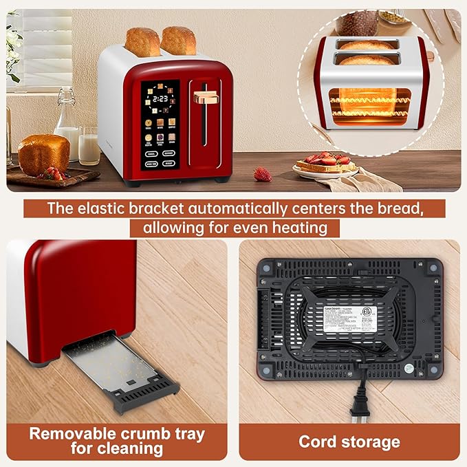 SEEDEEM Toaster 2 Slice with Touch Screen, Faster Heating Speed, 7 Shade Setting - Image 5