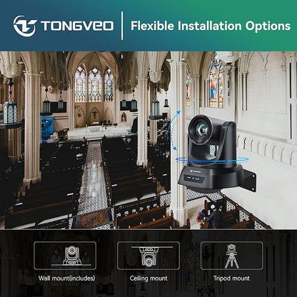 TONGVEO 4K AI PTZ Camera with Auto Tracking and 20X Optical Zoom, Conference - Image 7