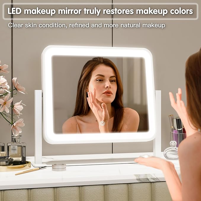 FENNIO Vanity Mirror with Lights 14"×12" Makeup Mirror with Lights, Lighted - Image 6