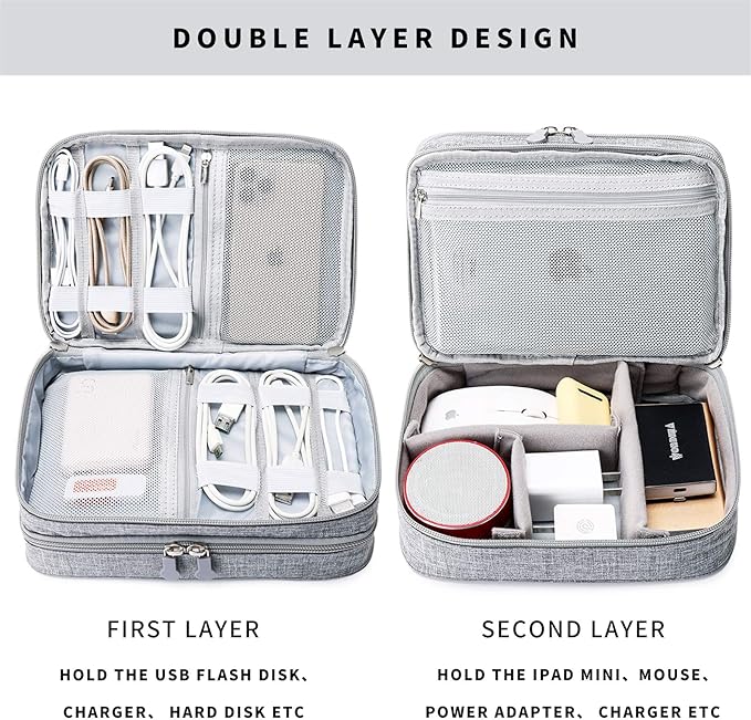 mygreen Electronics Organizer, Electronic Accessories Double Layer Travel Cable - Image 4