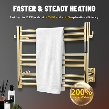 K&KALONZO Towel Warmer for Bathroom, Wall-Mounted 9-Bar Heated Towel Rack - Image 2