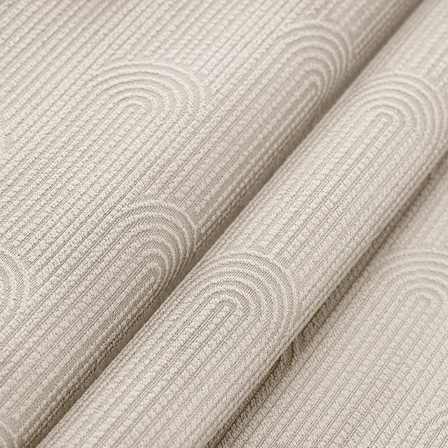 Beige Boho Blackout Curtains 2 Panels for Bedroom 52W*84L | Mid Century Modern Cotton Textured Patterned Drapes