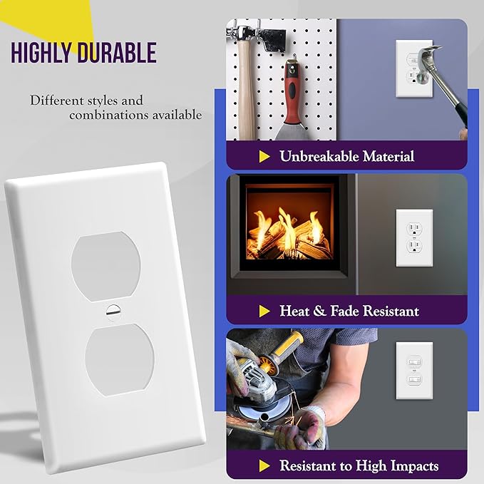 ENERLITES Mid-Size Duplex Receptacle Outlet Wall Plate, Electrical Outlet - Image 4